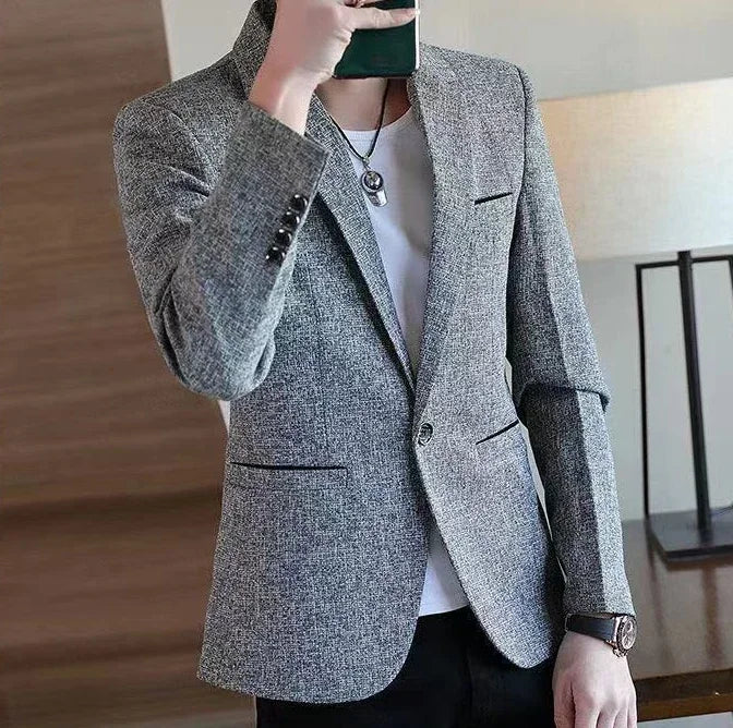 Plaid Male Blazer Brown Men's Suit Jackets Single Breasted Coat Fashion 2024 Fashionable High Quality Classic Luxury Designer