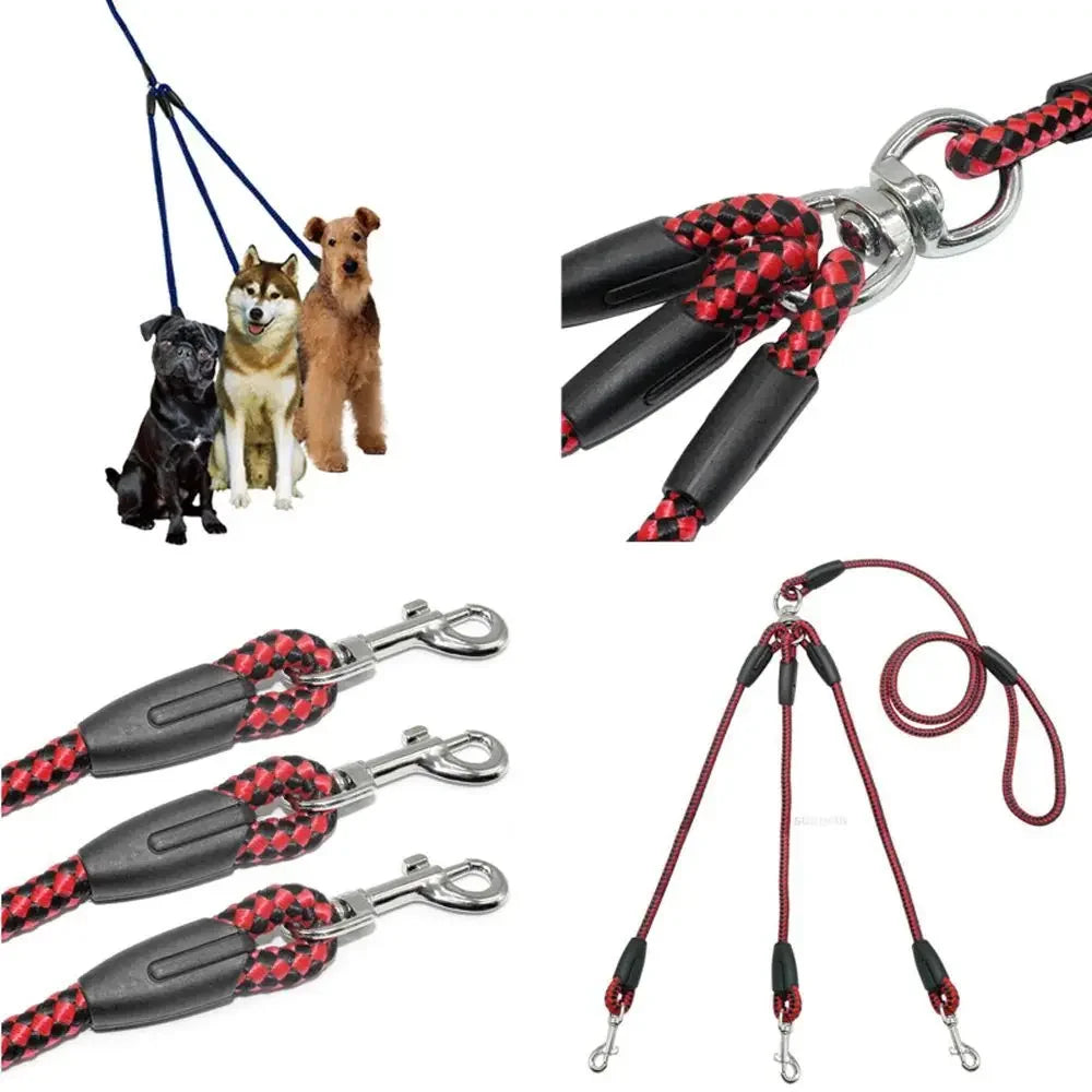Durable 3 Way Couplers Rope Safety Cord Triple Pet Leashes Pet Supplies Braid Pet Rope Puppy Rope Leash Leash Lead Pet Leashes
