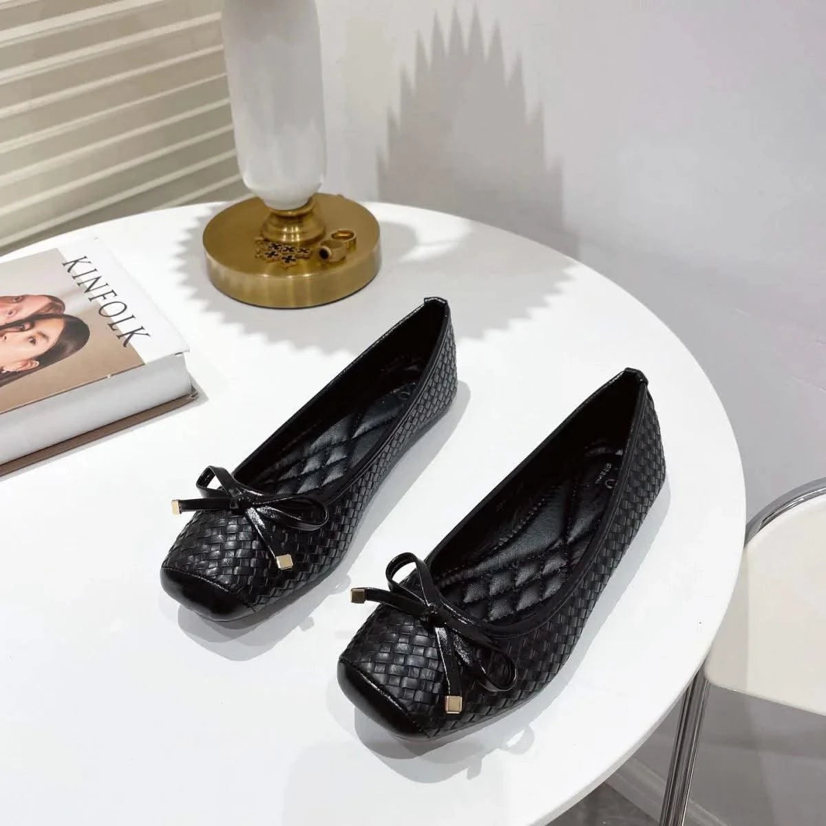 Elegant Ballet flats Women Shoes  Black Blue Plus Size 41 D061