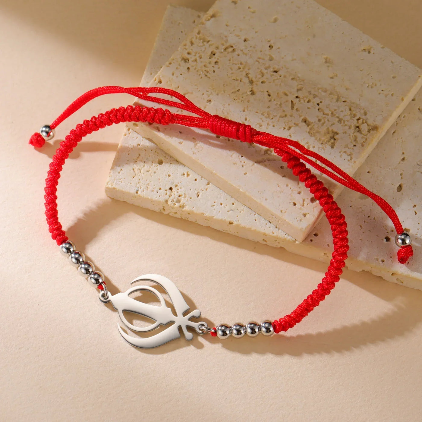 Lucktune Khanda Sikh Faith Bracelet for Women Men Stainless Steel Vintage Indian Sword Lucky Bracelet Spiritual Jewelry Gift