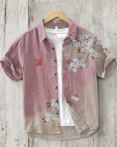 2024 New Summer Linen Shirts Men Lapel Shirts T-Shirts Fashion Clothing Shirts Luxury Social Hawaiian Shirts Oversized 5XL