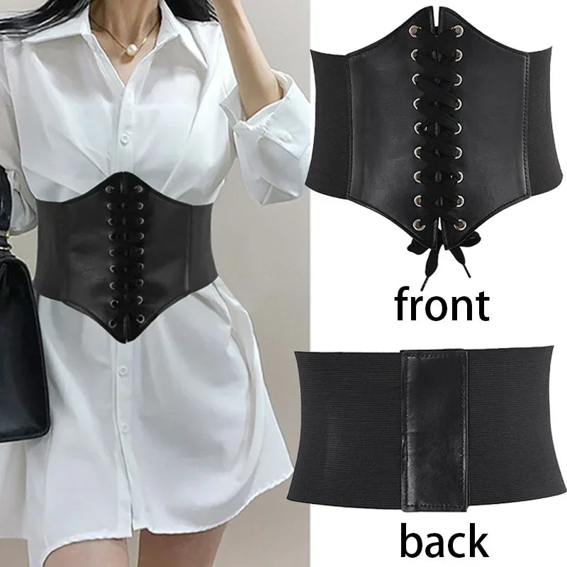 Women's Corset Body Shapewear Sexy Wide Leather Belt Cummerbunds Strap Belts for Women High Waist Slimming Corsets and Bustiers