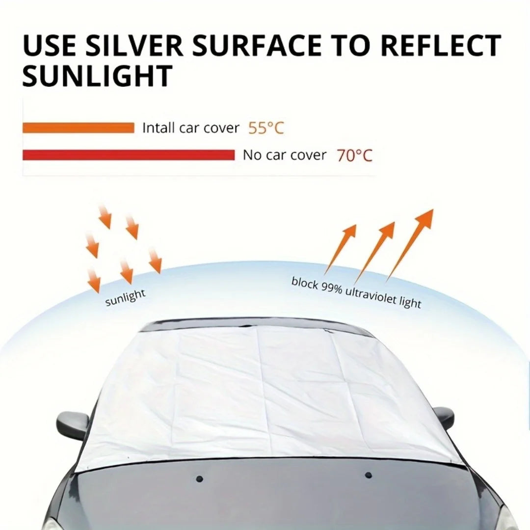 Universal Car Windshield Snow Cover - Frost Ice Rain & Sun Protector for Most Cars & SUVs, 1PC Auto Windscreen Shield