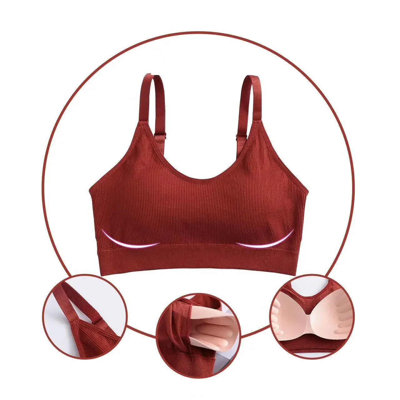 Women Hollow Out Padded Sports Bra Plus Size