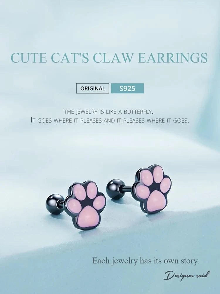 WOSTU Real 925 Sterling Silver Cat Ear Hoop Earrings For Women