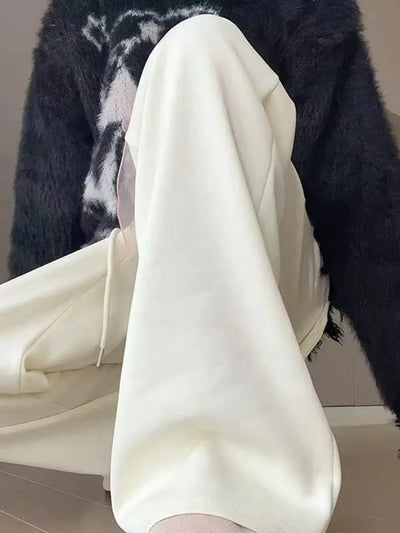 Black Sweatpants for Women Autumn High Waist Drawstring Loose Wide Leg Pants Y2K Fashion Streetwear All Match Jogging Trousers