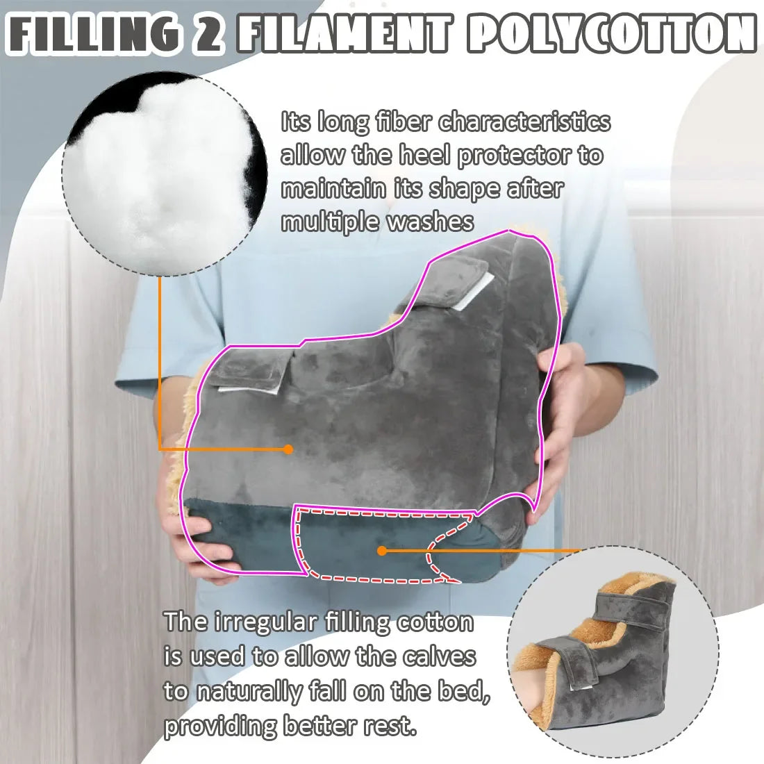 Ehucon Heel Pressure Relief Pillow, Extra Thick Shaggy Foam Protector, Anti-Bedsore Cushion for Bedridden Elderly 1 PCS