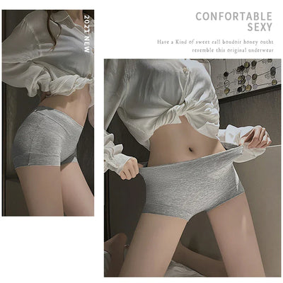 New Women Panties Cotton Seamless Sports Boxers Underwear Female Solid Color Briefs Cozy Lingerie Intimate Underpants M-XXL