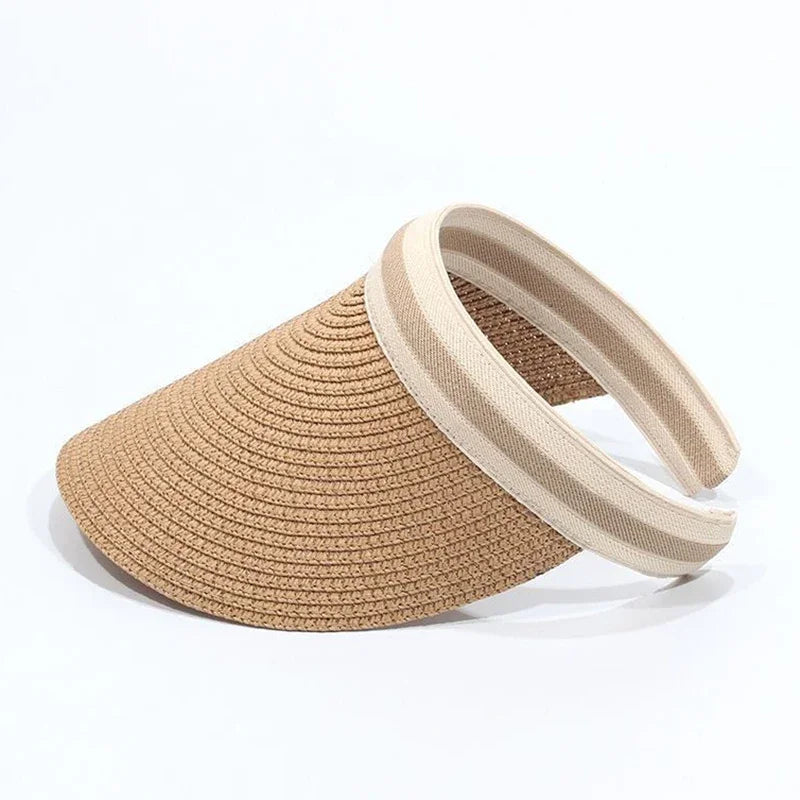 Fashionable Women's Sun Hat Sunscreen UV Resistant Beach Sun Hat Casual Hat Lafite Grass Woven Top Hat Suitable for Summer Women