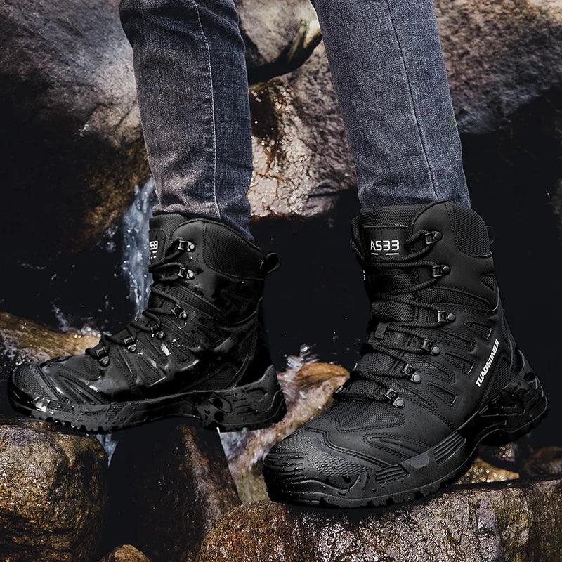 Men's Outdoor Hiking Tactical Boots Ankle Desert Boots Sports Climbing Shoes Military Work Waterproof Work Safety Hunting Shoes