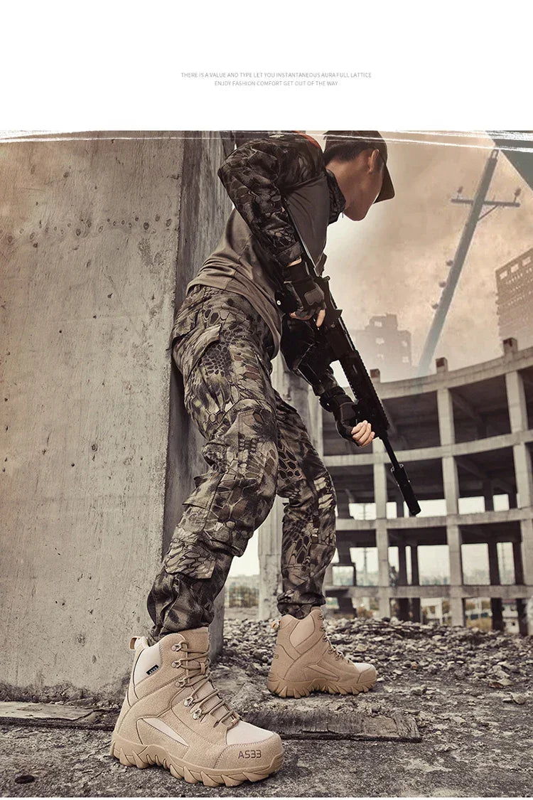 Outdoor Training Combat Boots Men Safety Comfortable Breathable Men's Ankle Boots Tactical Waterproof Climbing Boots Hiking Shoe