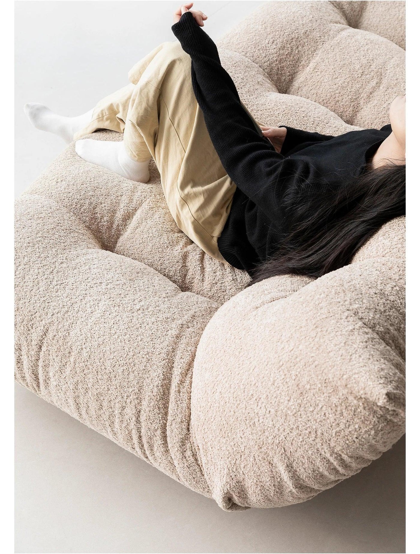 Alpaca Velvet Creamy Style Sofa Bed Foldable for Small Rooms Multifunctional for Lounging Sleeping Lazy Comfort Furniture FYLS