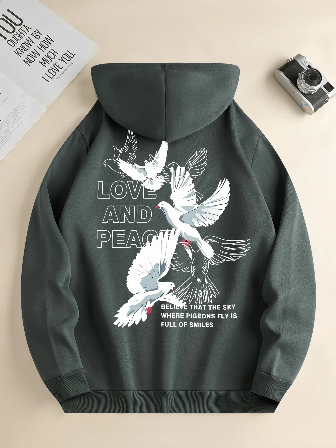 Love And Peace Letter Dove Printed Hoodies For Women