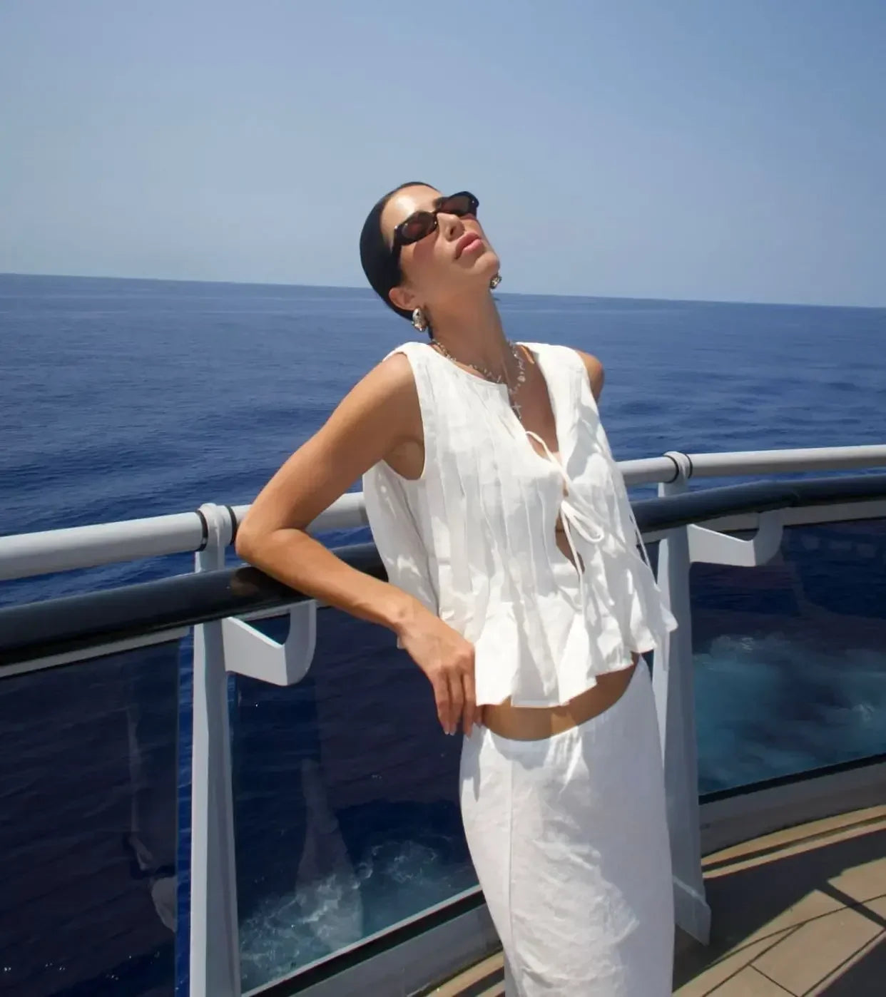 Fashion Bow Lace Up Linen Tops For Women