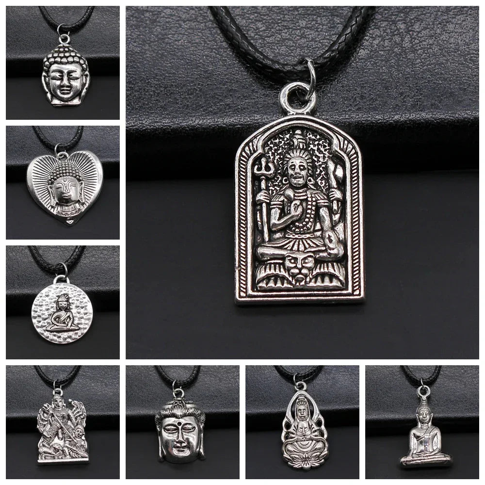 Religious Necklace Buddhist Buddha Statue God Buddha Necklace Charm Buddhist Meditation Hinduism Zazen Necklace