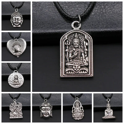 Religious Necklace Buddhist Buddha Statue God Buddha Necklace Charm Buddhist Meditation Hinduism Zazen Necklace