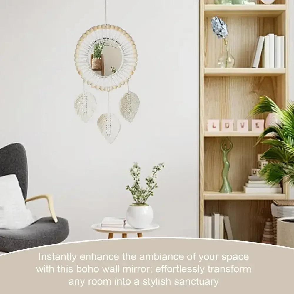 Boho wall mirror stylish acrylic round mirrors chic decor art ornament bohemian for living room apartment home