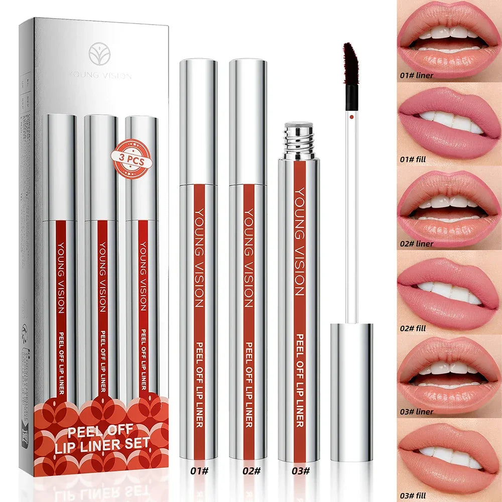 3PCS/SET Peel-Off Lip Color Long-Lasting – Moisturizing Tint That Leaves a Beautiful Stain, No Need for Touch-Ups, Apply Evenly