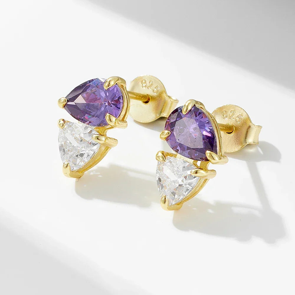 fine jewelry Sterling 925 silver jewelry wholesale Pear Cut Water Drop Zircon Stud Earrings Fine Jewelry for Women