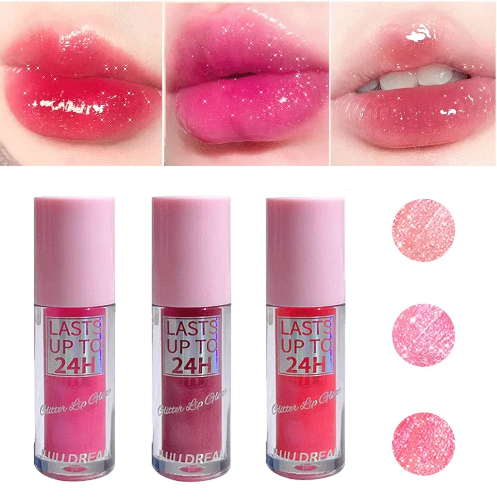 Flowing light Glitter Lip Glaze Long Lasting Lip Gloss Waterproof Liquid Lipstick Makeup Lip Oil Lip Tint Moisturizing
