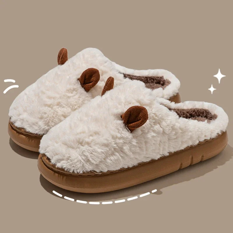 Cozy Warm Winter Indoor Slippers for Women 2025 New House Cute Plush Cotton Shoes Woman Soft Non Slip Fuzzy Home Slippers Couple