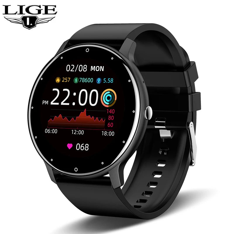 LIGE Smart Watch Women Men Full Touch Screen Bluetooth 5.2 Call Waterproof Watches Sports Fitness Tracker Factory IP67 ZL02 New