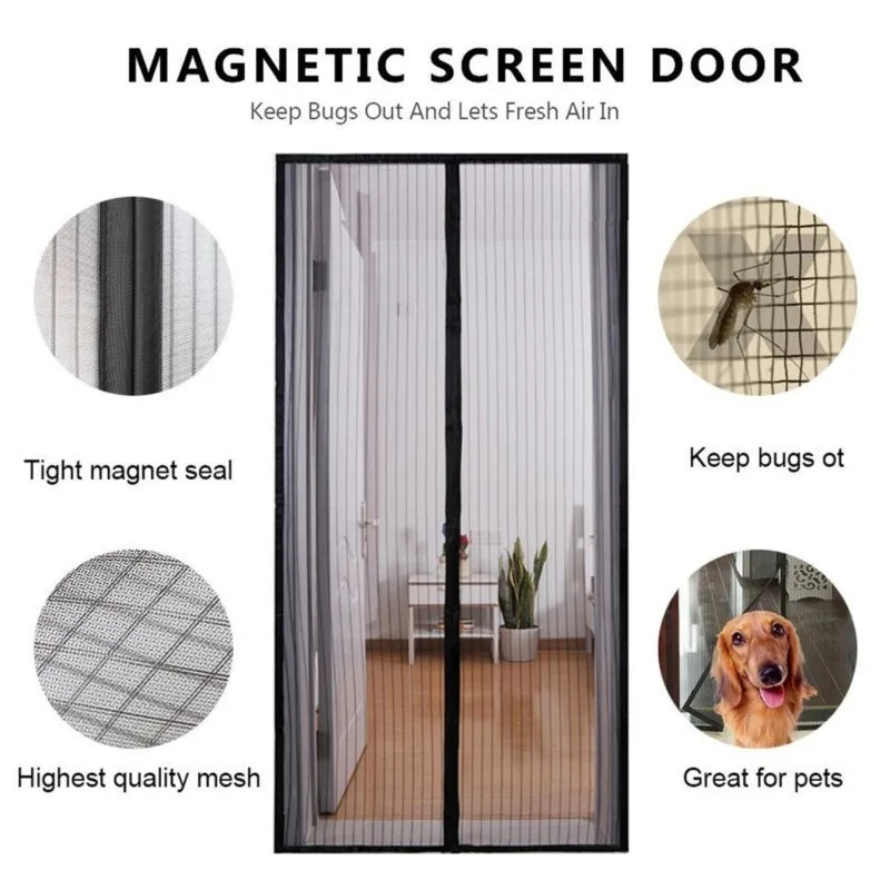 2025 New Magnetic Screen Door Curtain Anti-Mosquito Net Fly Insect Screen Mesh Automatic Closing 5 Size Easy Installation 1PC