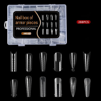 288Pcs/Box Acrylic Nail Art Tips Nail Forms For UV Gel Quick Building Extension Top Molds Dual Forms Nails Accessories Tools