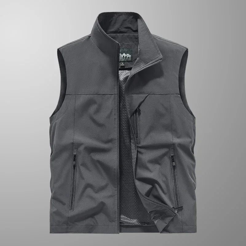 Summer Vest Men's Work Vest Large Size Golf Sleeveless Jacket Tactical windbreaker Hunting Camping Fishing waterproof Coat Parka
