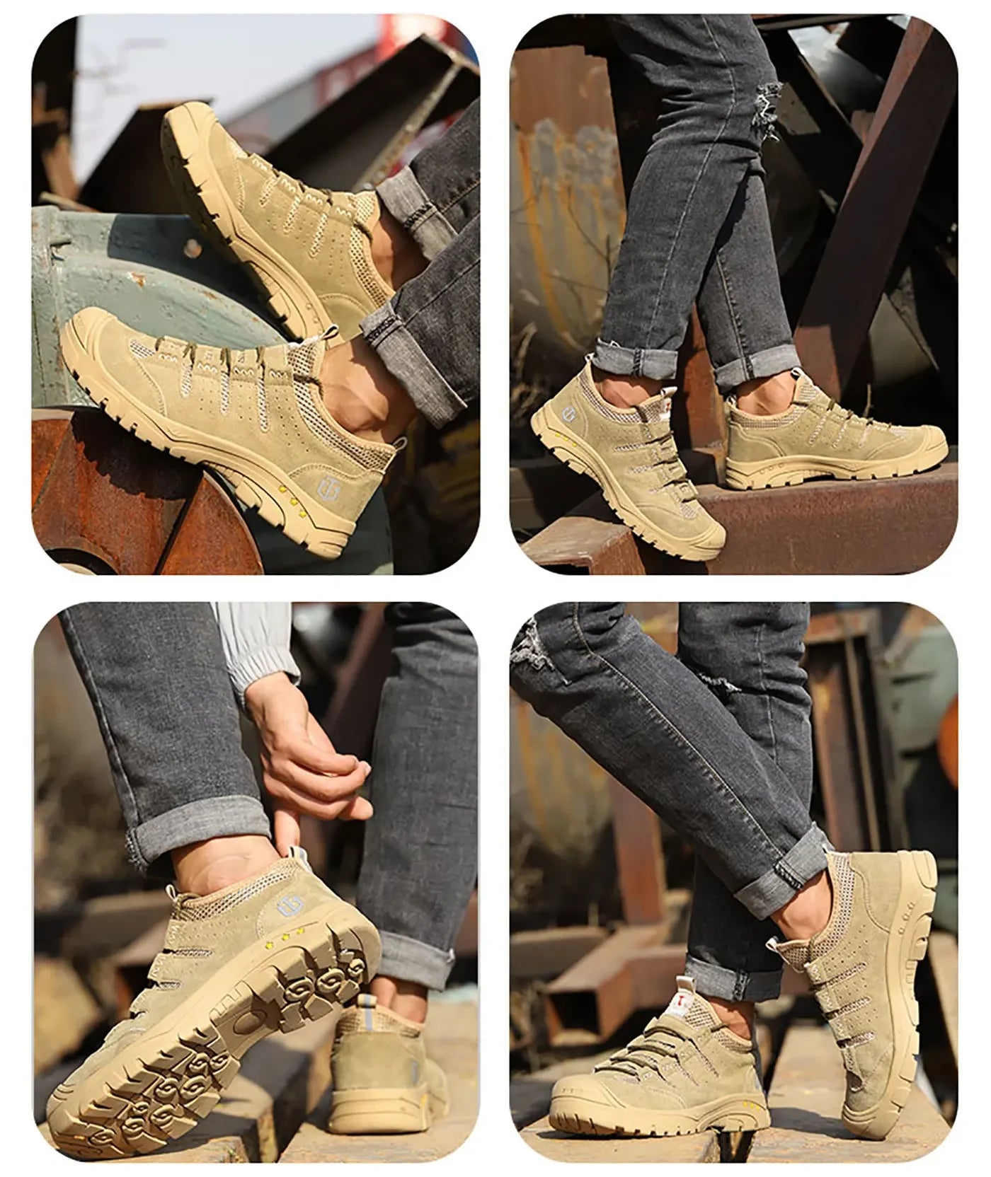 Men's safety shoes are impact resistant, puncture resistant, soft, comfortable, breathable, non slip, and lightweight work shoes