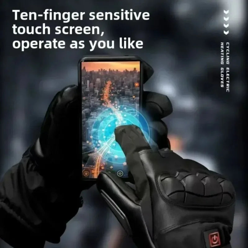 Heated Motorcycle Gloves Cycling Winter Glove Man Bicycle Supplies Thick Protective Gloves Electric Gloves With Heating Function