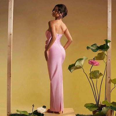 Pink Red Women Off the Shoulder Florals Bodycon