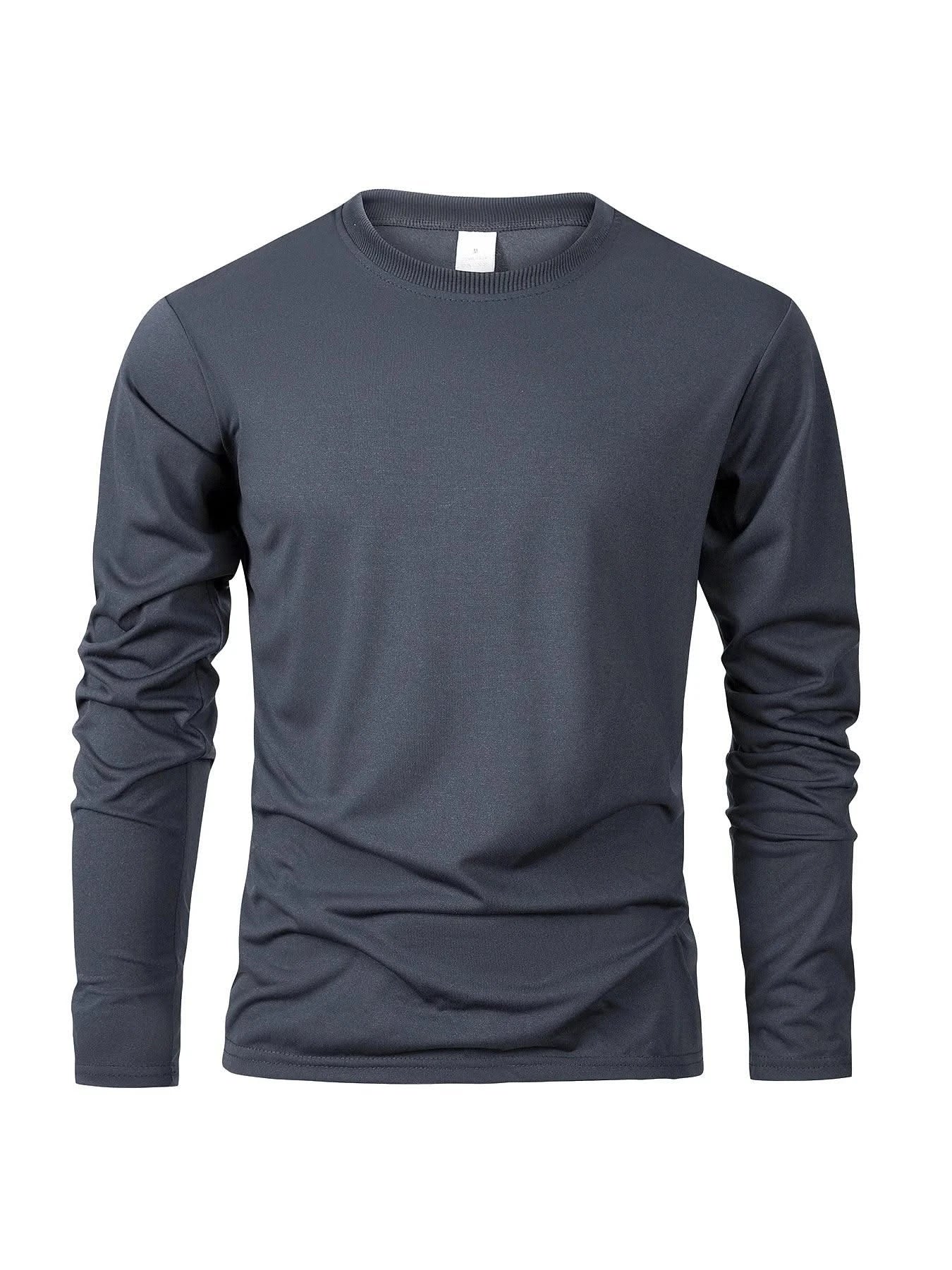 Men's Casual Round Neck Moisture Wicking Long Sleeve T Shirts | Tees Male | Tops | Sports | Comfortable Men's Wear