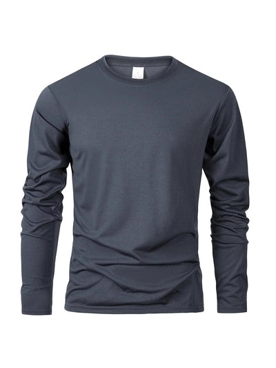 Men's Casual Round Neck Moisture Wicking Long Sleeve T Shirts | Tees Male | Tops | Sports | Comfortable Men's Wear