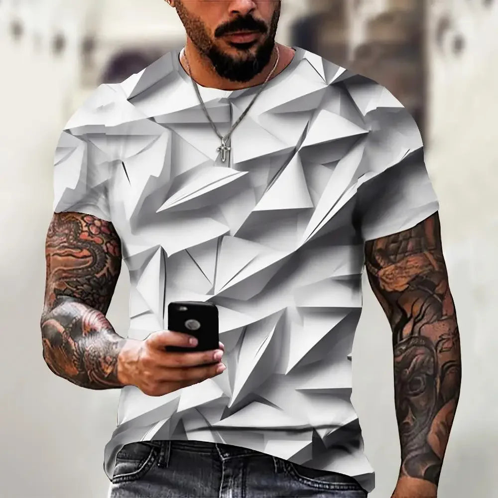 Fashion T-Shirts For Men 3d Irregular Pattern Men's Clothing Street Designer Short Sleeved Oversized Top Tees Casual Sportswear