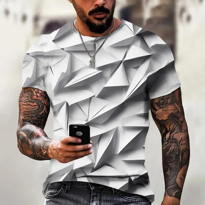 Fashion T-Shirts For Men 3d Irregular Pattern Men's Clothing Street Designer Short Sleeved Oversized Top Tees Casual Sportswear