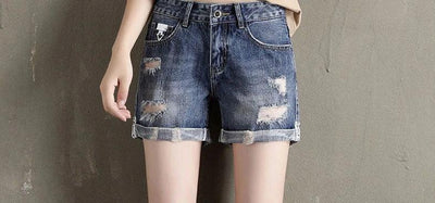 Women's Denim Shorts Ripped Boxer High Waist Female Short Jeans Pants Cheap Offer Aesthetic Hot Kpop Harajuku Fashion Stretchy
