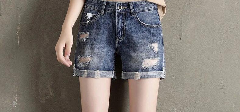 Women's Denim Shorts Ripped Boxer High Waist Female Short Jeans Pants Cheap Offer Aesthetic Hot Kpop Harajuku Fashion Stretchy