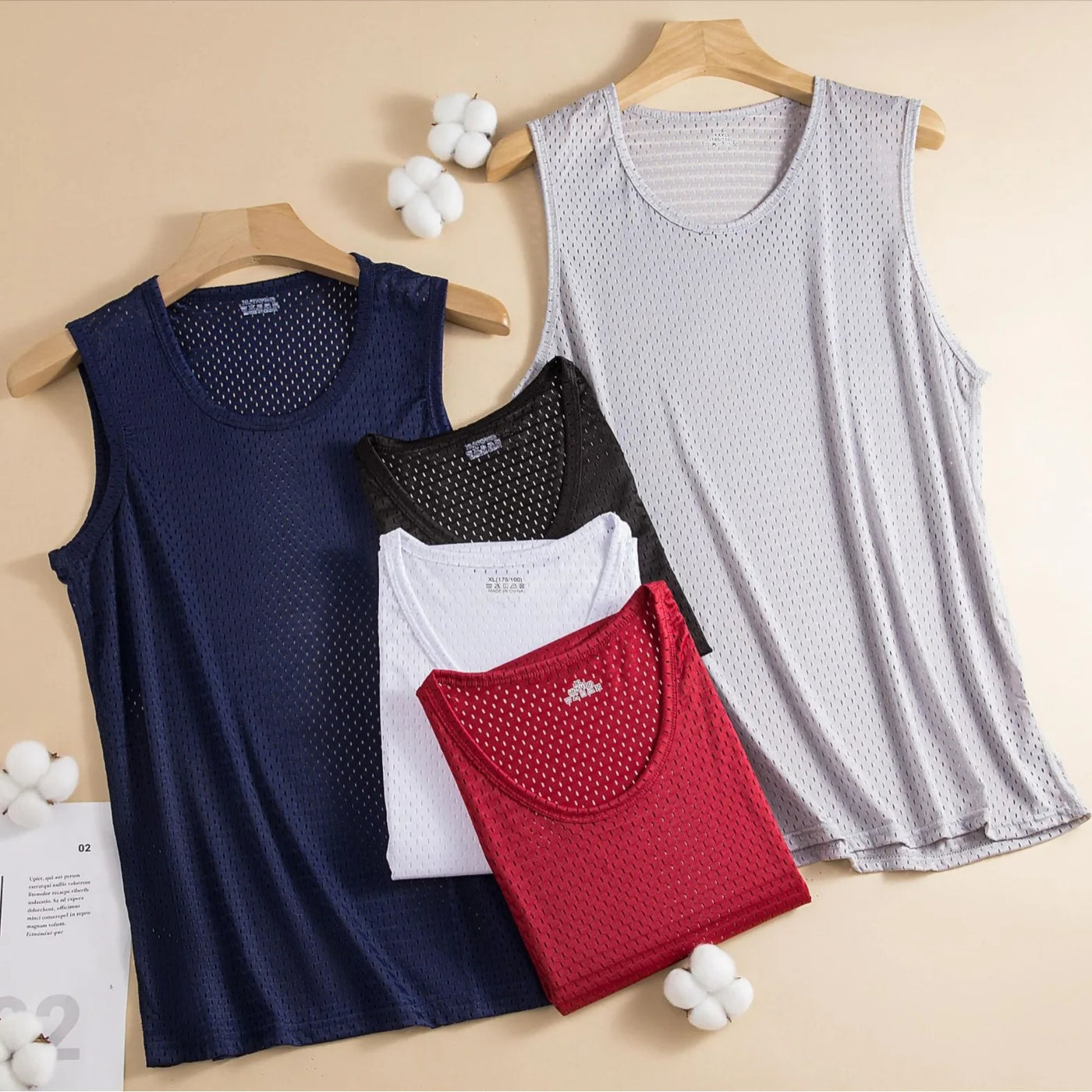 Men's Tank Top Gym Clothing Men Ice Silk Undershirt T-shirt Mesh Bodybuilding Vest Sports Fitness Sleeveless Breathable Tops 5XL
