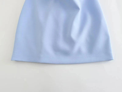 TRAF Dress Women Off Shoulder Corset Short Dresses Ruched Backless Blue Black White Dress Woman Sexy Bodycon Party Dresses