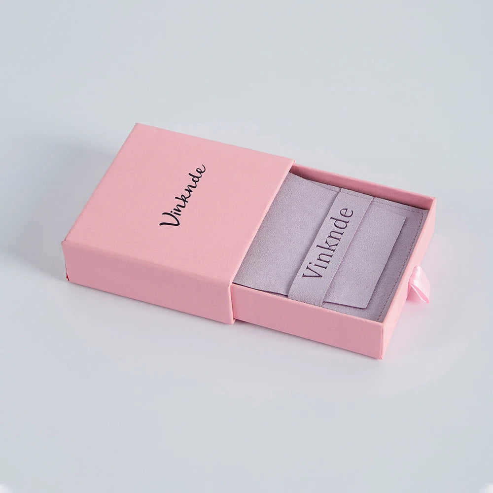 Custom Logo Luxurious Jewellery Packaging Pouch Printed Cardboard Drawer Box Fashion Jewelry Rings Packaging Box With Suede Bag