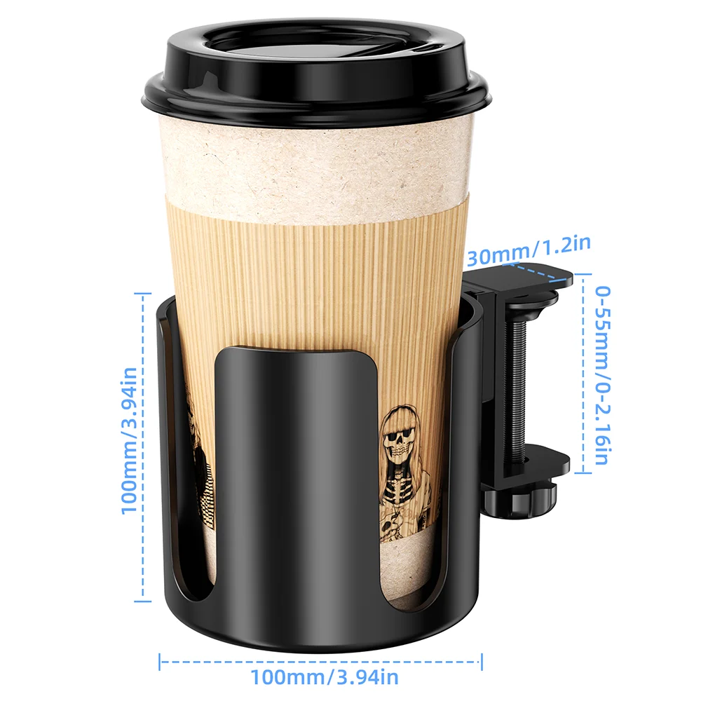 Desk Cup Holder, Sturdy ABS Material, Perfect for Drinkware, Securely Attaches to Wooden Surfaces, No Drill Installation