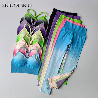Seamless Sports Bras Gradient Yoga Suit
