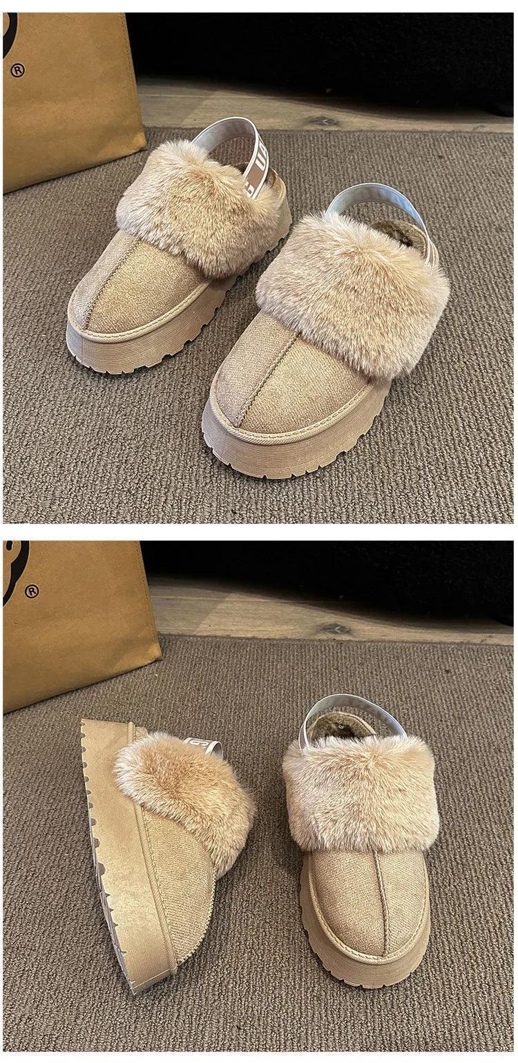 2024 new winter snow boots for women - fur lined with thick fleece and warm cotton