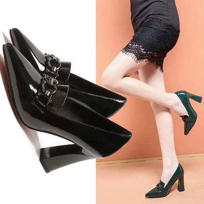 Waterproof Shallow Patent Leather Platform High Heels Shoes | Large Size | High Quality Women's Fashion Shoes 2025 New