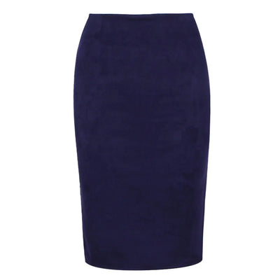 Women's suede solid color pencil skirt, spring and summer high waisted tight fitting retro suede split thick elastic skirt