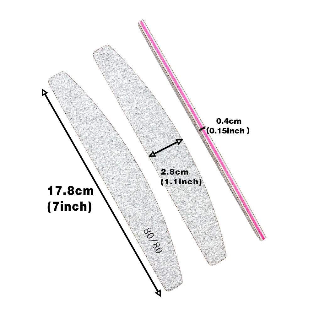 Nail File 80 to 240 Professional Tools Emery for Manicure Lime 240 Sandpaper Gel Polishing Files for Nails Buffers Set Polisher