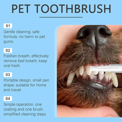 Pet Toothbrush Pen Teeth Clean Fresh Breath Pet Toothbrush Paste Brush One Easy To Use Cat Tooth Brush ToothbrushSet Accessories