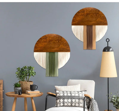 Nordic Handmade Round Woven Macrame Tapestry Room Decor Home and Decoration for Bedroom Livingroom Wall Art Aesthetics Home