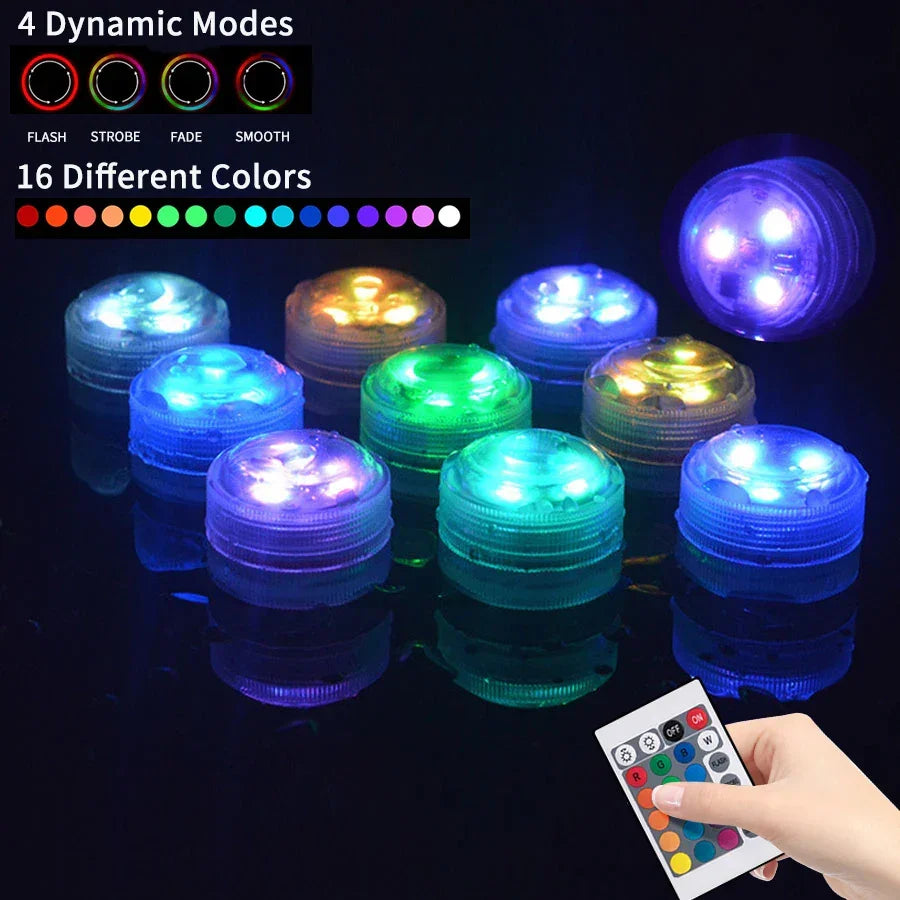 3leds RGB Underwater Night Led Submersible Light Lamp Battery Operated Garden Swimming Pool Light for Wedding Party Vase Bowl